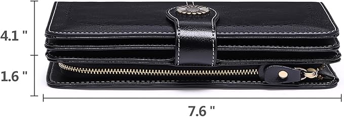 SENDEFN Wallets for Women Leather Credit Card Holder with RFID Blocking Large Capacity Wristlet | with RFID Blocking - Image 4