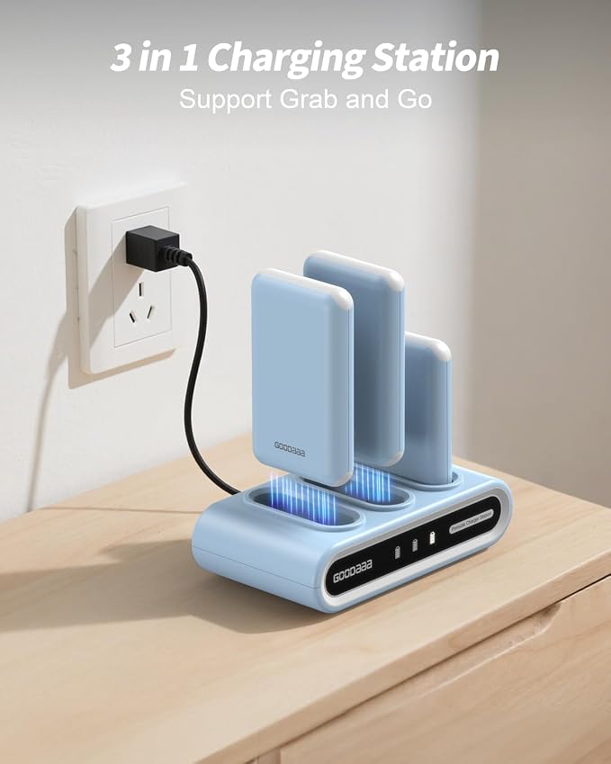 GOODaaa Portable Charger, 3-Pack 10000mAh Slim Power Bank Built in Cables, 3 Outputs 1 Inputs Family Power Hub for All Mobile Devices, Charging Station Set Includes 140 DlY Stickers, for Home,Office - Image 8