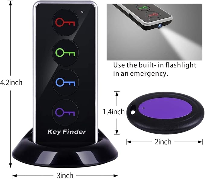Reyke Key Finder with Sound, 131ft RF Remote Finder, 4 Receivers | 80dB+ RF Remote Control Finder With 1 Transmitter and 4 Receivers for Keys, Wallets, Phones, Glasses and Pet Collars - Image 2