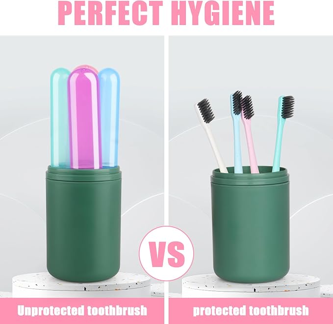 Hooqict 4 Pack Travel Toothbrush Case Portable Travel Toothbrush Holder Plastic Toothbrush Container Protector Cover Case for Traveling, Bathroom, Camping, Home, School, Business - Image 6