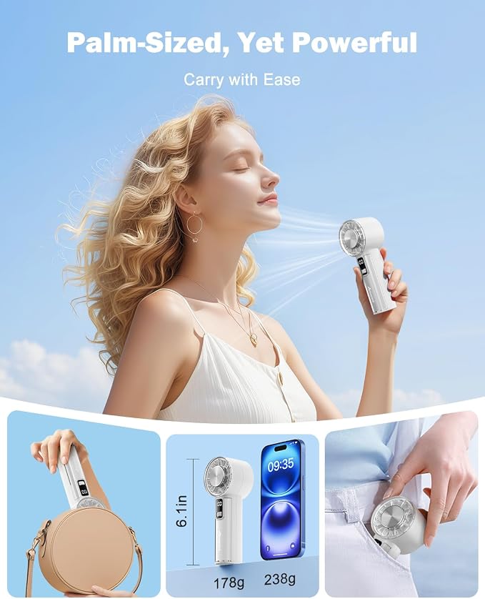 AMACOOL Handheld Fan with Ice Cooler, Mini Portable Cooling Fan | Gifts for Mom Her Women Girl, Small Yet Powerful, Personal Hand Fans for Men Travel Essentials Beach Outdoor Makeup - Image 5