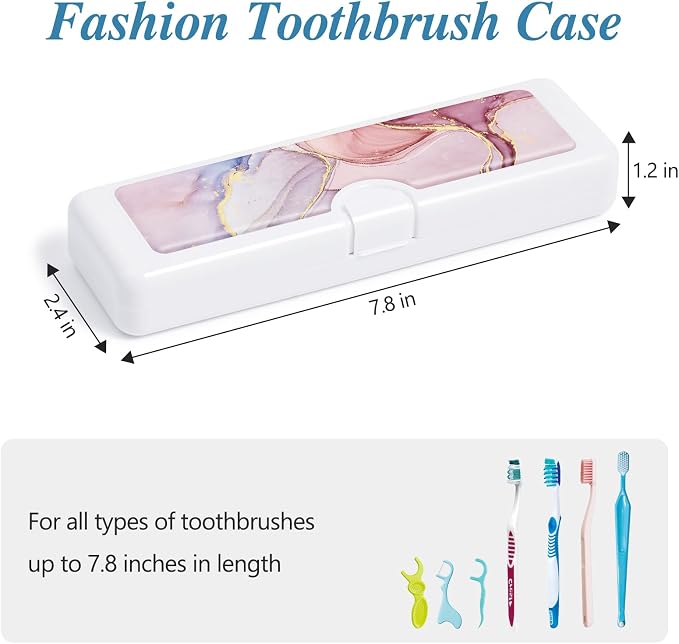 Toothbrush Travel Case - Colorful Pattern, Holder and Covers for Toothbrushes, Includes Tongue Scraper Case - Image 2