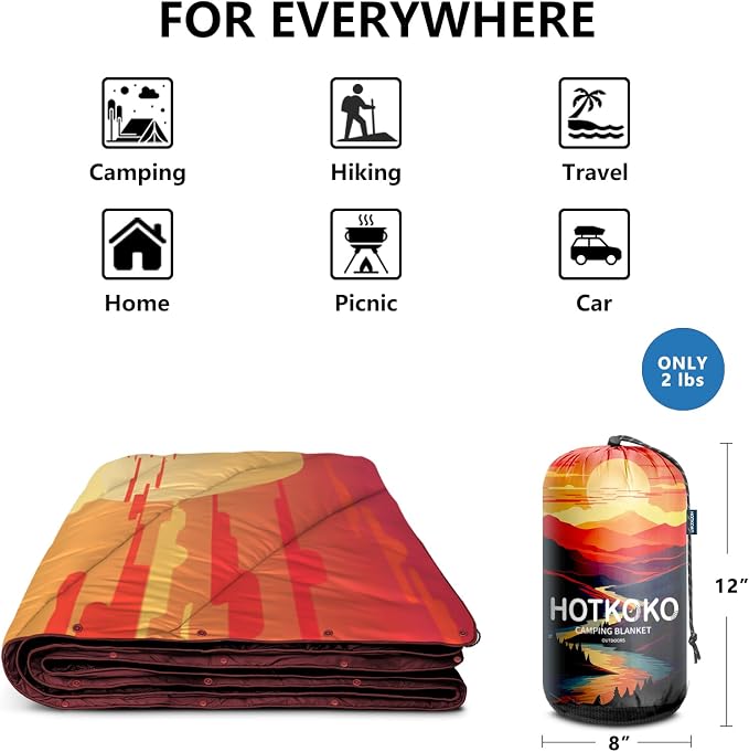 Puffy Camping Blanket,Large Camp Blanket Outdoor Camping Quilt Waterproof | Lightweight Printed Warm Packable Down Alternative Blanket for Camping,Traveling, Stadium, Hiking, Picnics - Image 7