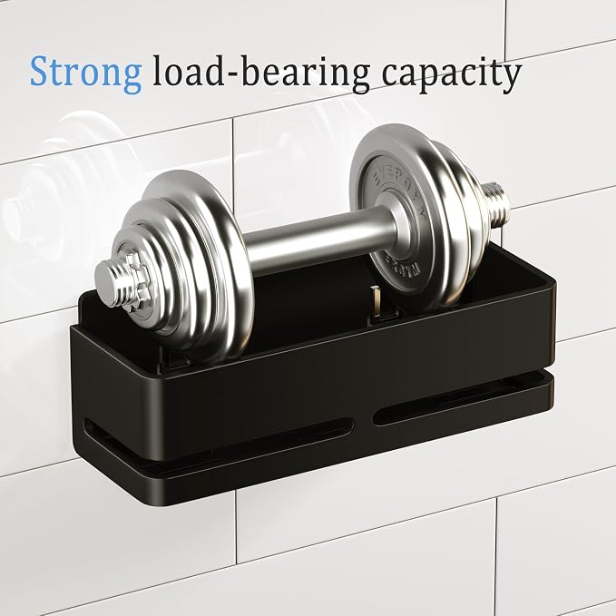 Bathroom Shower Caddy,No Drill Shower Shelves(5-piece Set-Black) | Wall-mounted shelf with soap dish and toothbrush holder, ideal for bathroom storage and also suitable for kitchen - Image 7