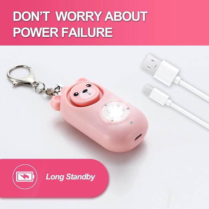 Personal Alarm for Women – 130dB Loud Rechargeable with Led Strobe Light, Self Defense Safety Alarm Keychain for Kids Elderly, Safe Sound Emergency Siren in Danger - Image 4