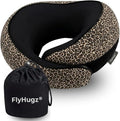 FlyHugz® Neck Travel Pillow Memory Foam Neck Pillow for Comfort on Airplane Compact and Ergonomic Design for Travel, Car Rides, and Home Use Ideal for Adults and Kids. (Leopard Print) by FlyHugz%C2%AE
