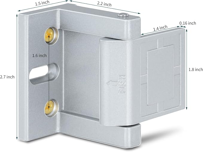 2 Pack Door Latches for Top of Door, Silver Door Reinforcement Lock for Home and Hotel, Security with Stainless Steel Screws - Image 2