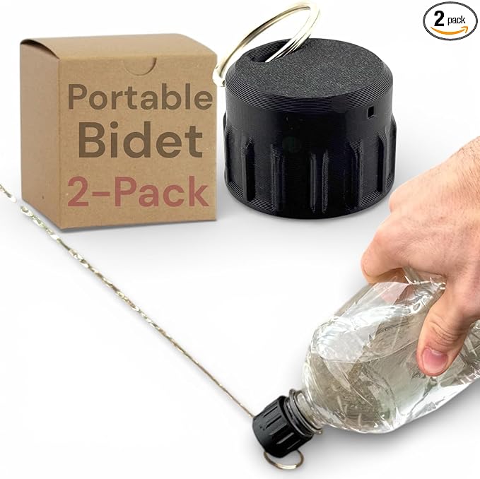 Portable Bidet for Toilet - 2-Pack with Keychain Travel Bidet Attachment Compatible with Most Bottles - Ultralight Personal Hygiene Sprayer for Camping, Hiking & Travel by Unknown