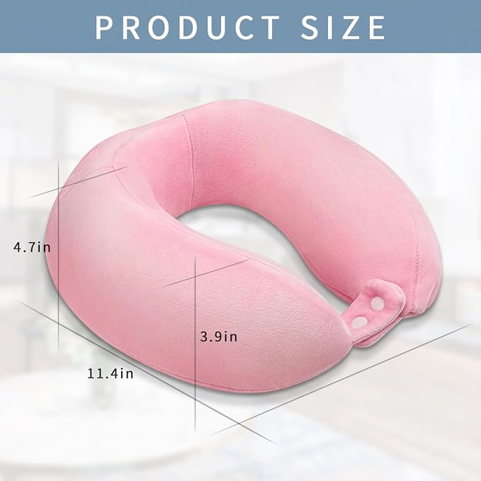 Travel Neck Pillow Airplane U-Shaped Memory Foam Pillows, Pink | Neck Support, Portable Soft Removable, Suitable For Adults Traveling Sleeping Train Car Office Rest - Image 5