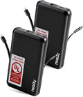 Miady UL Listed 2-Pack Small Portable Charger 5000mAh Power Bank for Travel | 18.5Wh丨Built-in 2 Cables丨3 Outputs 2 Inputs丨Compatible with iPhone Android etc丨Flight-Safe丨for Backpack Campingl丨Black+Black by Miady