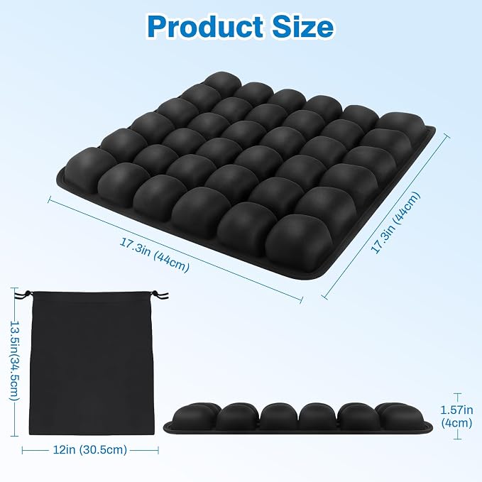 Inflatable Seat Cushion, Airplane Seat Cushion for Long Flights | Travel Seat Cushion | Office Chair | Wheelchair | Press-to-Inflate | Sciatica Pain Relief | Portable | Storage Bag - Image 9