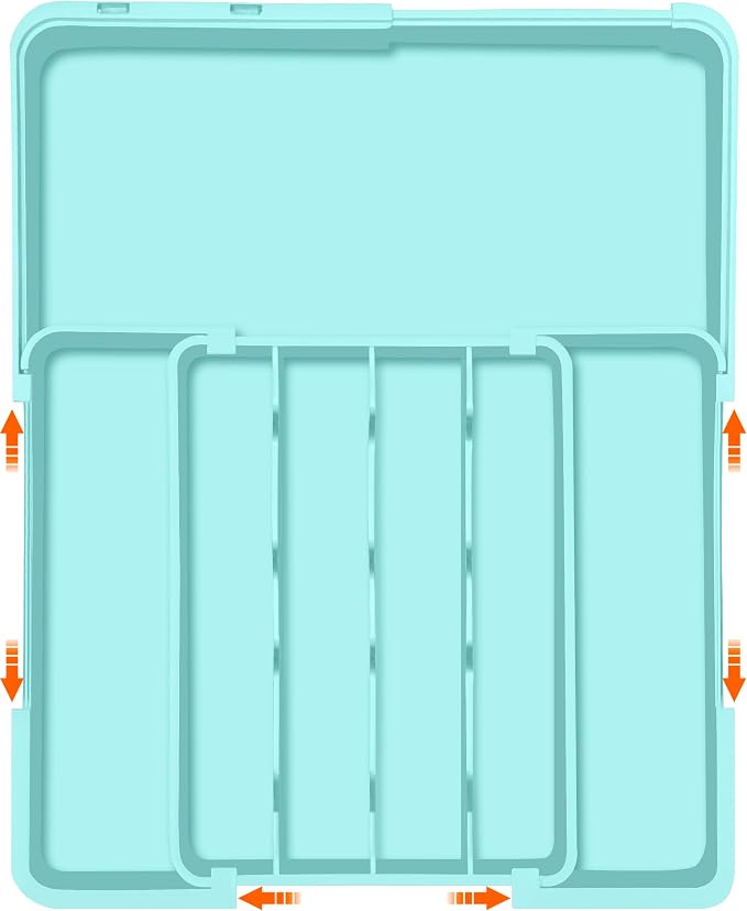Silverware Organizer - Expandable Silverware Drawer Organizer Adjustable Drawer Organizer, Silverware Tray for Drawer15.2"x 19" Cutlery Drawer Organizer, Kitchen Organizers Storage, Turquoise by Spaclear