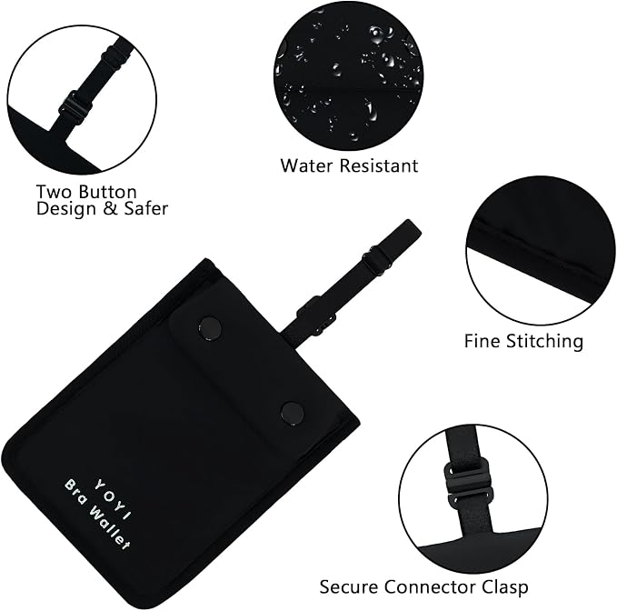 YOYI YOYI RFID Blocking Bra Wallet Travel Pouch, Secret Pocket for Cards | Skin-friendly fabric so thin it disappears inside your bra, RFID blocking keeps cards and cash secure from theft on the go - Image 3