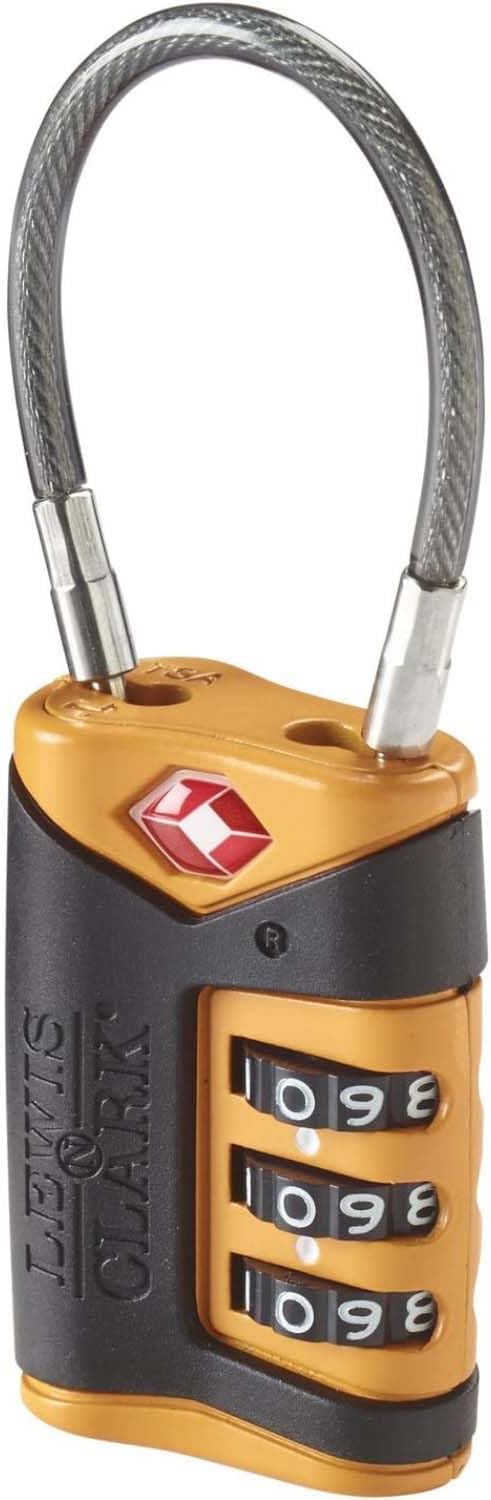 Lewis N. Clark TSA-Approved Combination Luggage Lock with Steel Cable (2-Pack), Orange, One Size - Image 7