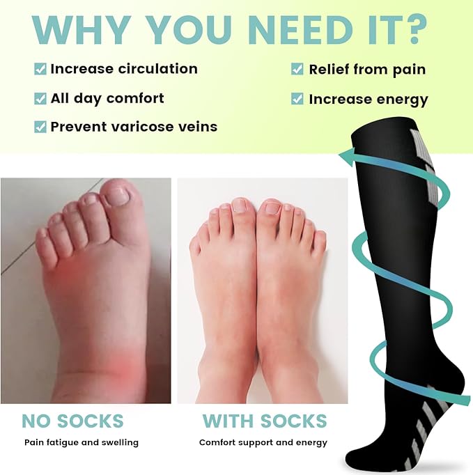 Copper Compression Socks 15-20 mmHg for Men & Women 8 Pairs – Circulation Support for Nurses, Travel, Running, Hiking, Soccer - Image 4