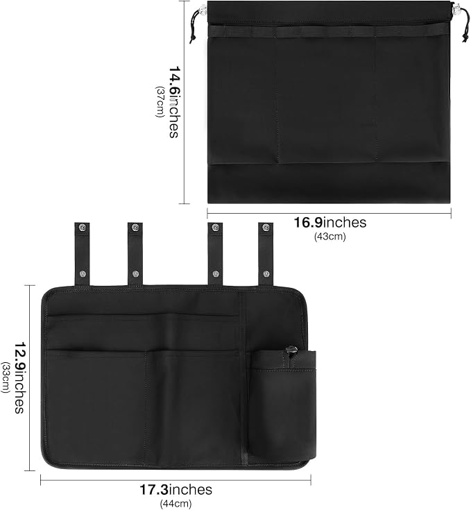 Airplane Tray Table Cover with Under Desk Attachment Set, Travel Tools for Seat Back Organize & Belongings Storage, Foldable Flight Organizer with Water Bottle Holder (Black) - Image 2