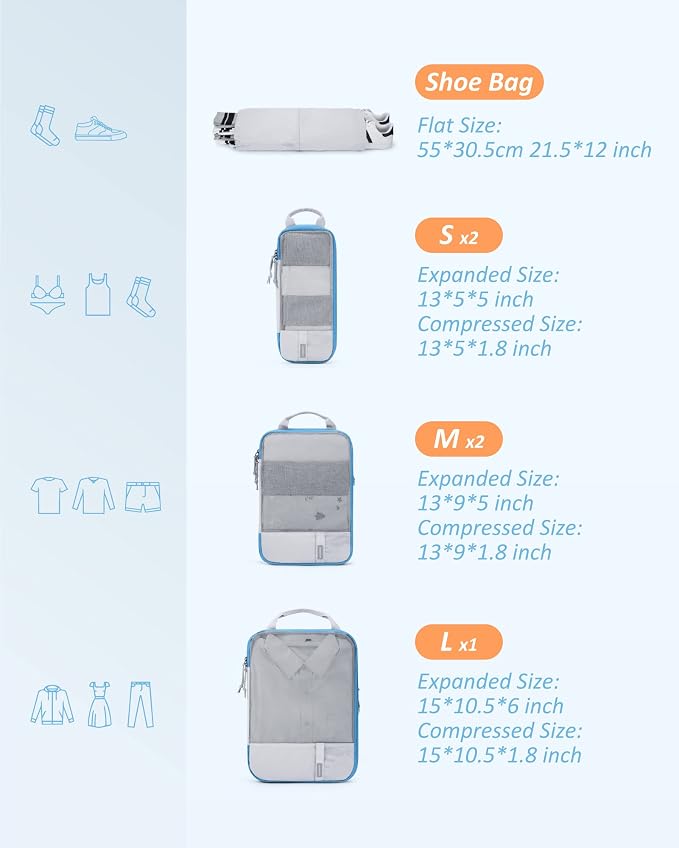 BAGSMART Compression Packing Cubes for Travel Essentials | 14 Set /6 Set /4 Set/2 Set, Lightweight, Durable - Image 2