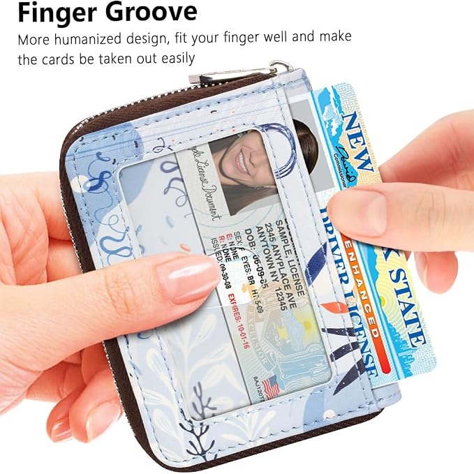 FurArt Zipper Wallet Women RFID Credit Card Holder keychain Wallet | ID Window RFID Blocking Compact Small business 15/16 slots - Image 2