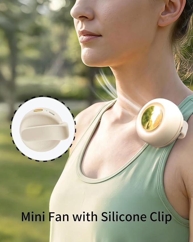 Portable Mini Bladeless Fan Clip On, 3 -Speed & Silent, 360° Rotatable for Shirt and Waist Clips Whirlwind Fans, USB Rechargeable (White and green) (white&green) - Image 4