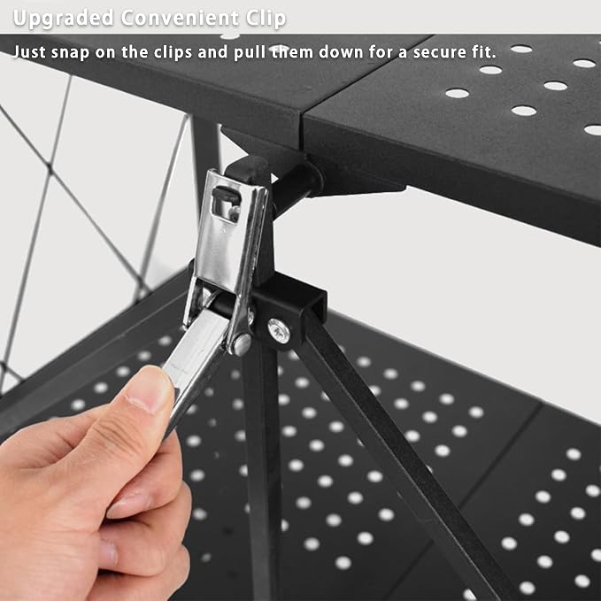 Life Hacks 2pcs 4-Tier Foldable Shelves for Storage, No Assembly Required, Folding Shelf Unit Pantry Shelves with Wheels, Metal Shelving Storage Rack Shelf for Kitchen Garage Home - Image 4
