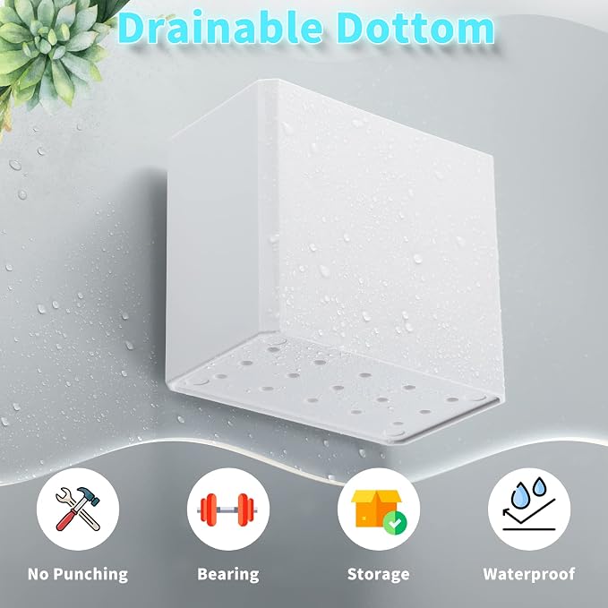 4 Pcs Wall Mounted Organizer Non-Drilling Adhesive Floating Shelf White Wall Bin Organizer Hanging Storage Containers for Bedroom Bathroom Kitchen Office - Image 4