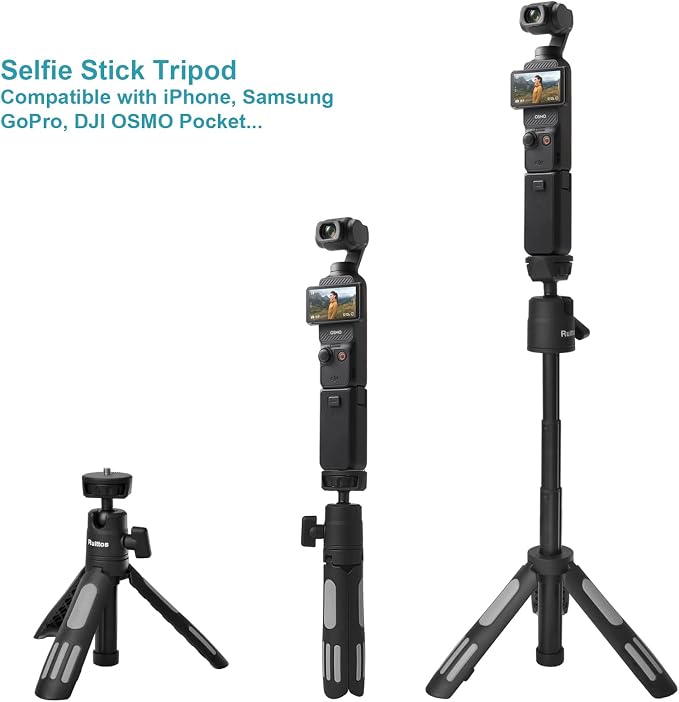 Ruittos Phone Tripod Stand and Selfie Stick for iPhone, Webcam, Desktop, Sony, Canon G7x Camera, Go Pro, Travel 11.5inch Tripod Compatible DJI osmo Pocket 3, 2 - Image 7
