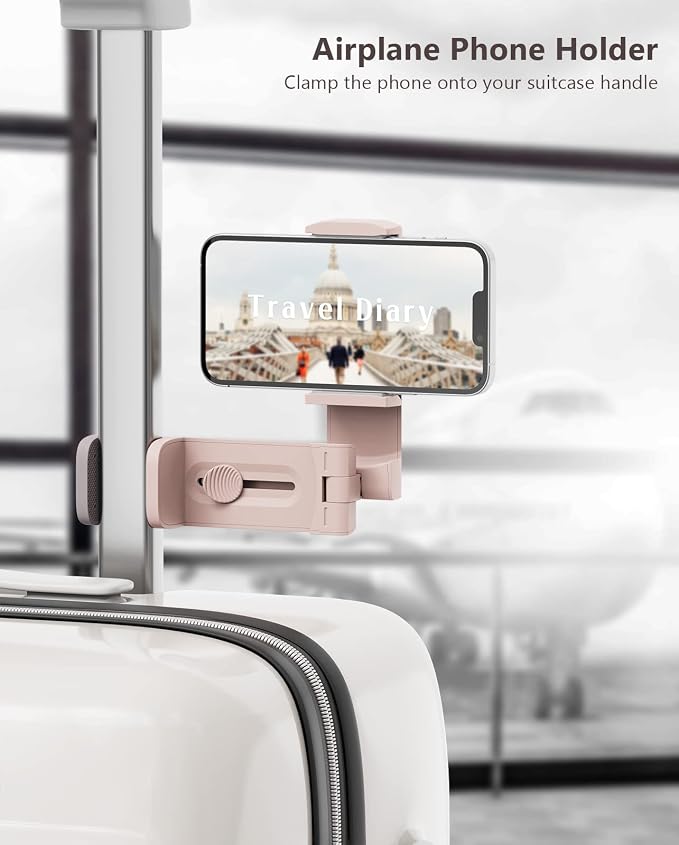 2PCS Airplane Phone Holder Mount, Plane Travel Essentials, Black & Pink | Universal Hands-free Phone Holer with 360° Rotation for Flying, Accessory Travel Must Haves Phone Stand for Desk, Tray Table - Image 2