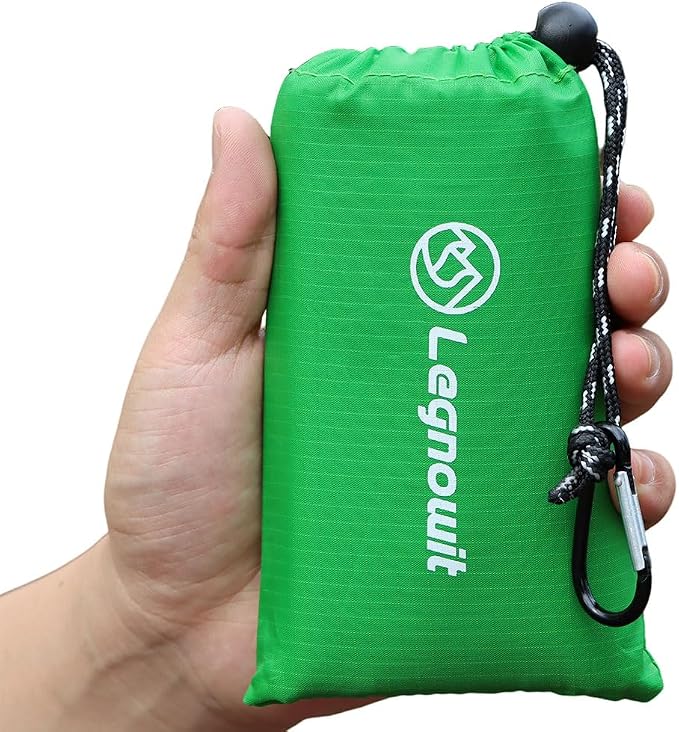 Pocket Blanket, Compact Blanket for Picnic, Beach, Festival | Sandproof, Waterproof, Stakes & Carabiner Included, Packable Lightweight Tarp for Camping, Hiking, Backpacking, Travel by Legowitoutdoor
