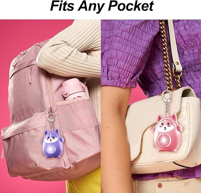 Personal Safety Alarm for Women - 130dB Self Defense Keychains Siren with LED Strobe Light, Personal Emergency Security Safe Devices Key Chain Alarms for Children (Purple) - Image 7