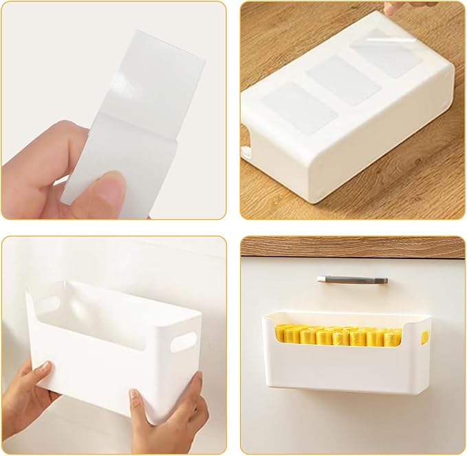 2 Pack Cabinet Organizer Storage, Adhesive Over Cabinet Door Organizer, No Drilling Space Saver Plastic Storage Containers Multi-Use for Kitchen Bathroom Office Bedroom, Translucent - Image 7