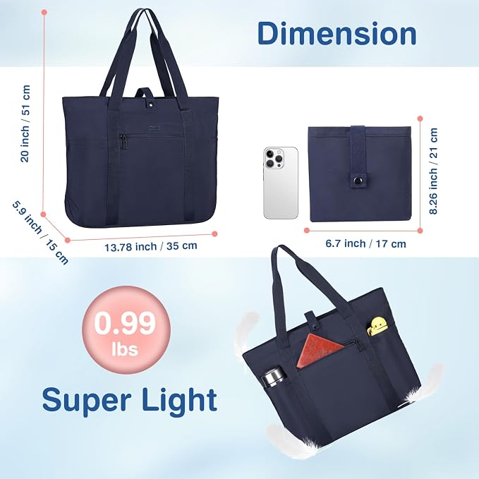 Voova Large Canvas Tote Bag for Women with Shoulder Strap, Black | 13-inch laptop compartment and multiple pockets in a roomy crossbody tote for work, travel, school or shopping - Image 3