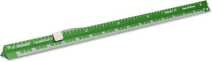 Alumicolor Aluminum Engineer Pocket Drafting Scale With Clip, 6IN, Green by Alumicolor