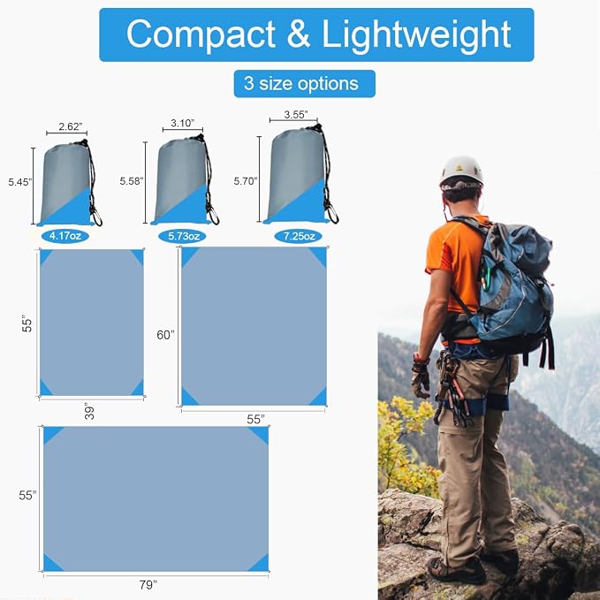 Orga'Neat Pocket Picnic Blanket, Compact Lightweight Tarp for Camping | Foldable, Easy to Carry, Water Resistant Sandproof Washable Quick Dry Mat for Beach, Festival, Travel, Outdoor Recreation - Image 3