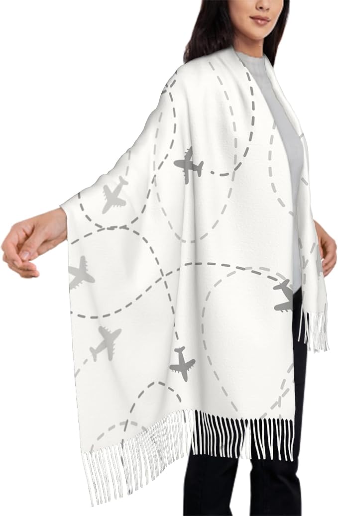 IBILIU Oversize Scarf for Women Floral Flower Purple Prune Color Scarf Tassel Scarves Fall Winter Shawl Wraps - 77.6 x 28.3in - Image 4