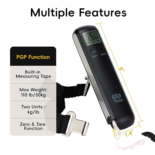 110lb Luggage Scale Battery Free Baggage Scale for Travel Suitcase | Portable Digital Weight Scale with Built in Measuring Tape - Image 5
