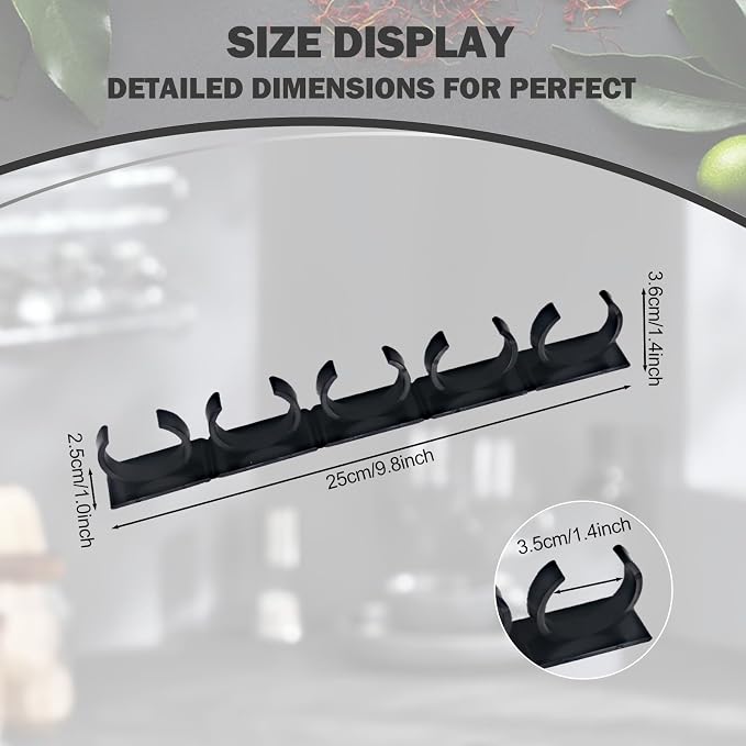 Adhesive Spice Clips 3-Pack, Heavy-Duty Spice Organizer for Cabinet Doors, Pantry & RV, Space-Saving Kitchen Storage with Tape, Holds 15 Jars (Black) - Image 5