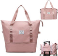 INVODA Travel Duffel Bag For Women and Men Waterproof Expandable Weekender Overnight Bag Carry on Tote Bag Dry Wet Separation Swim Sports Travel Gym Bag (Dark Pink) by INVODA