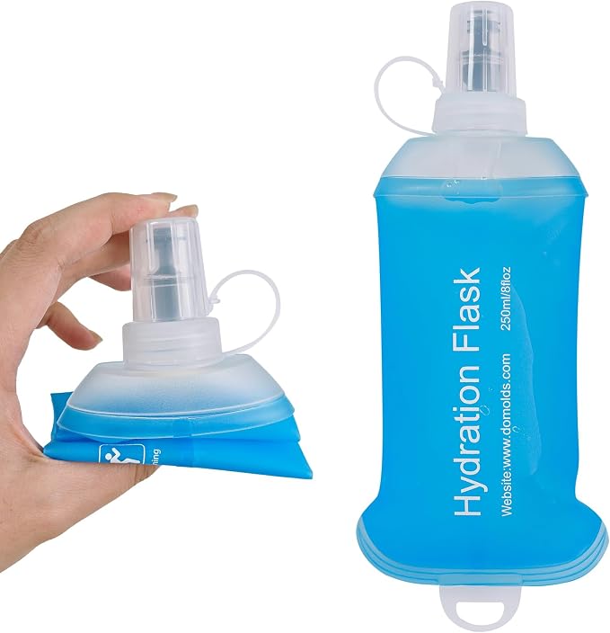 250ml Soft Flask, TPU Collapsible Soft Water Bottle for Hydration Pack, Running Vest, Leak-Proof Folding Water Bottle for Hiking Cycling Climbing Jogging- 1Pcs, Blue by Unknown