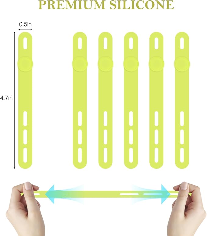 Donruby 30Pcs Silicone Cable Ties - Reusable & Washable with Adjustable Locking Buckles, High Elasticity Cable Management Straps for Home, Office, School, Travel Essential Cord Organizer (Light Green) - Image 2