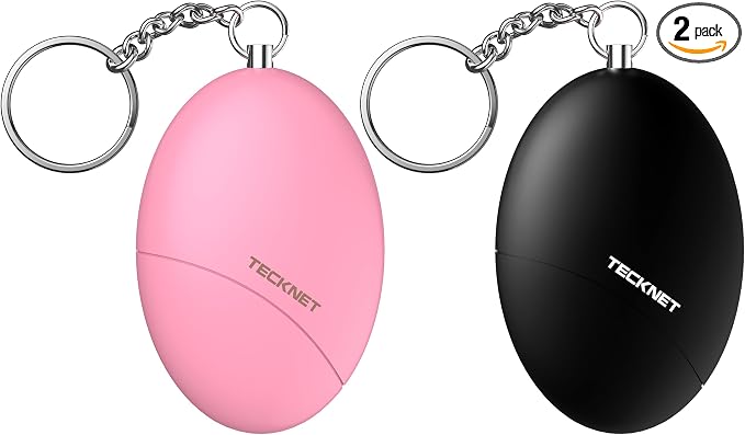 TECKNET Personal Safety Alarm Keychain 140dB Travel Safe Waterproof | IP44 Waterproof, Travel-safe, Personal Alarm Loud Siren Safety Keychain for women, girls, kids & elderly, 2-pack by Tecknet