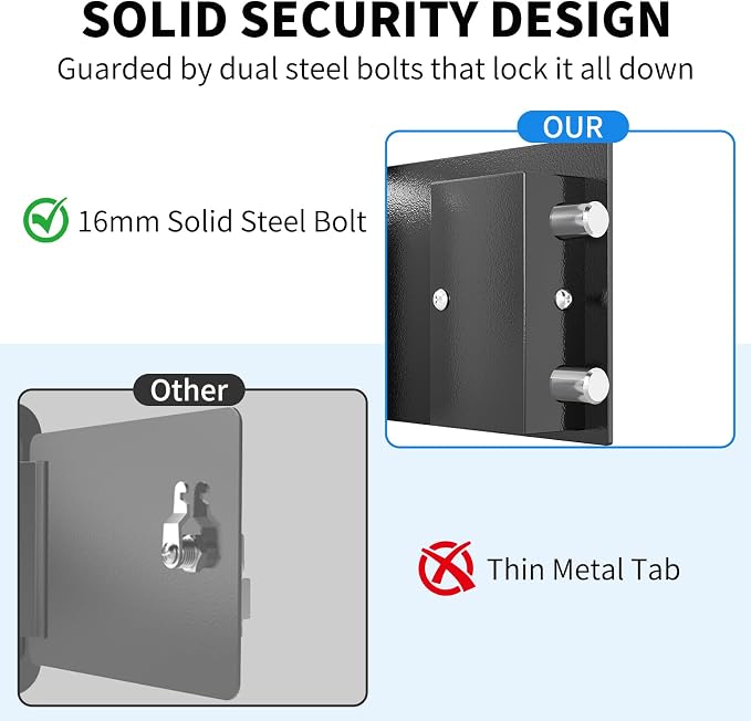Small Safe with Key for Money, 0.25 Cu Ft Key Lock Box (Black) | Small Safe Box Coffre Fort for Money Cash Jewelry Medicine Passport, Steel High Security Safety Box - Image 4