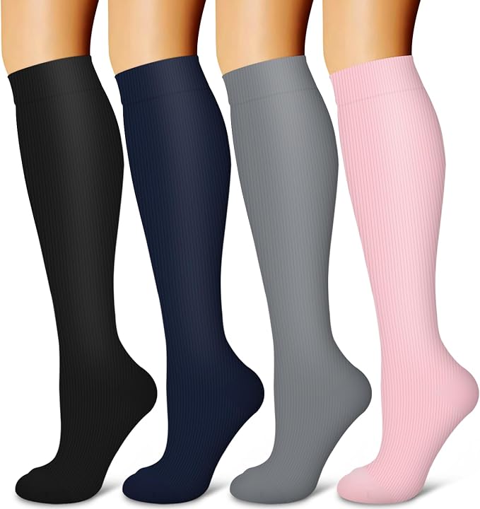 4 Pairs-Compression Socks for Women&Men Circulation-Best Support for Nurses,Running,Athletic by LaiteHebe