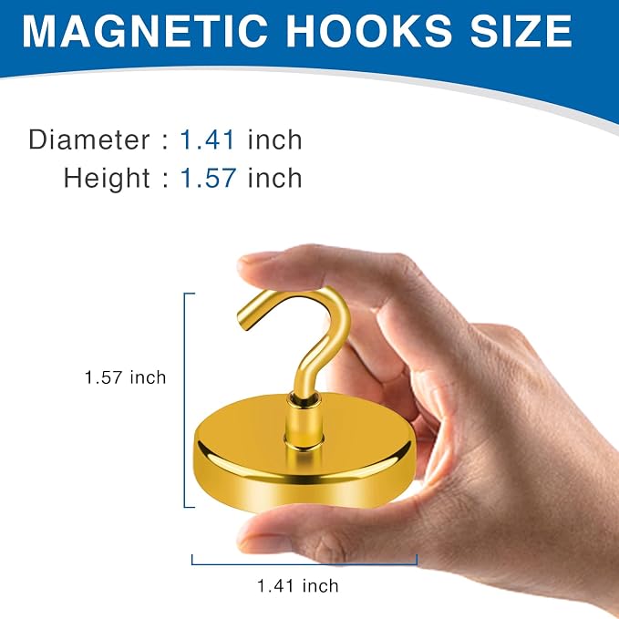 LOVIMAG Magnetic Hooks, Cruise Essentials 2026, 12 Pack-170LBS | Heavy Duty Strong Magnet Hook for Cruise Cabin, Refrigerator Fridge, Ship, Classroom, Kitchen Grills, Yellow - Image 2