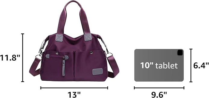 Tote Bag for Women,Multi Pockets Shoulder Handbag,Nurse Bag for Work,Large Cross body Purse,Fashion Nylon Top Handle Satchel - Image 3