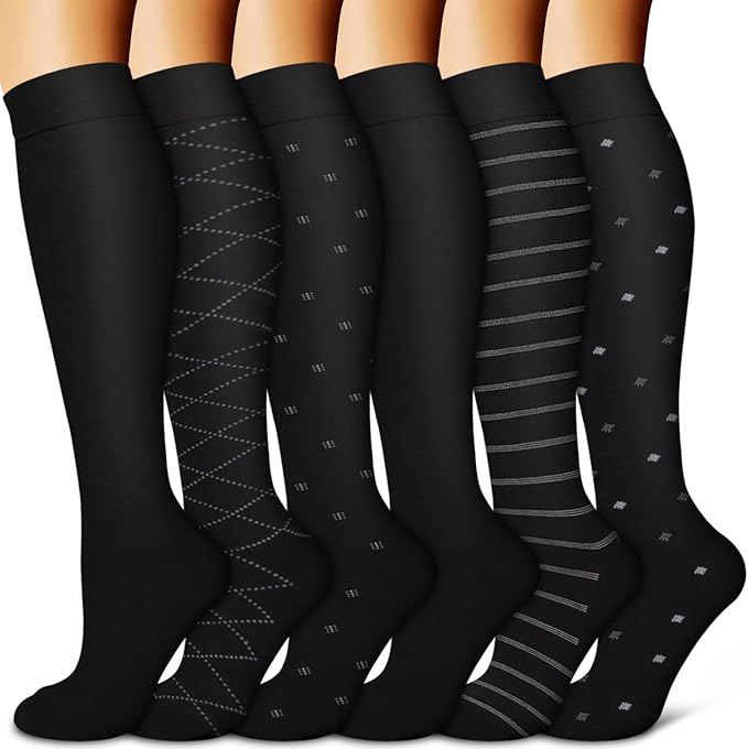 Copper Compression Socks for Women & Men (6 pairs) - Best Support for Nurses, Running, Hiking, Recovery by BLUEENJOY