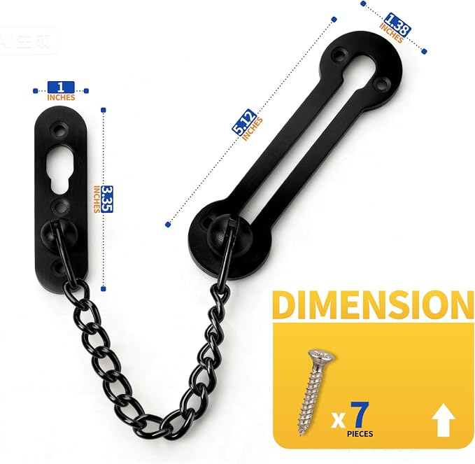 Screen Door Latch – Heavy Duty 304 Stainless Steel Apartment Security Lock, French Door Lock, Storm Door Latch, Child Proof & Anti-Break-in Protection (Black) - Image 2