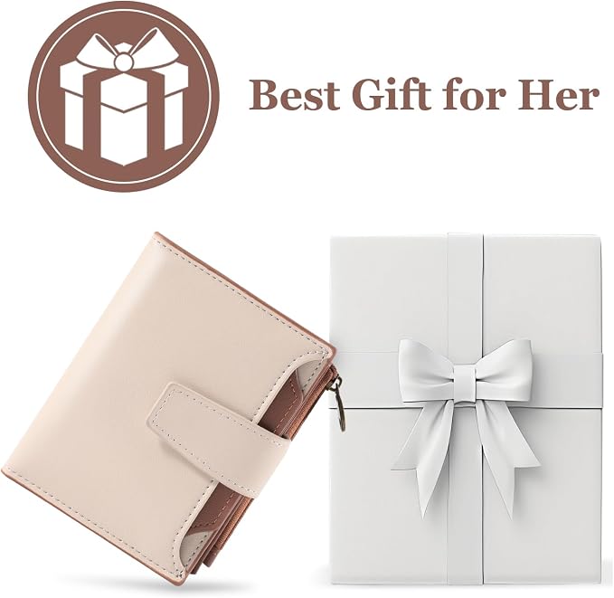 Small Wallet Women RFID Blocking Soft Leather Bifold Compact Card Holder Wallet for Women with Zipper Coin Pocket 4 ID Window - Image 7
