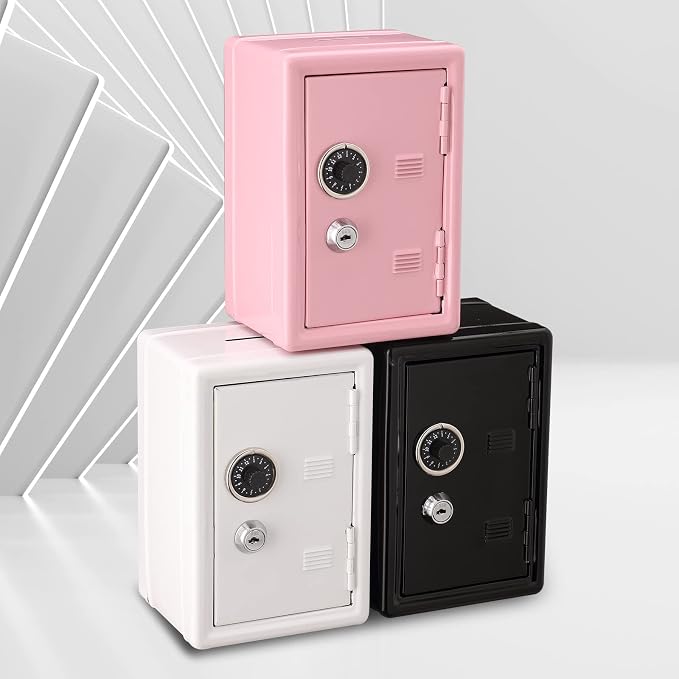 Younion Mini Money Safe and Cash Lock Box, 4.6"x 4.2"x 6.9" White - Image 7