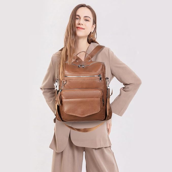 GAEKEAO Backpack Purse for Women PU Leather Anti-theft Backpack Ladies Convertible Large Travel Designer Fashion Shoulder Bag - Image 2
