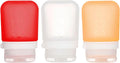 humangear GoToob+ 3-Pack, Small (1.7 fl oz), Clear/Red/Orange | Refillable & Leak-Proof Silicone Travel Size Bottles with Locking Cap for Toiletries, Camping & TSA Carry-On by humangear